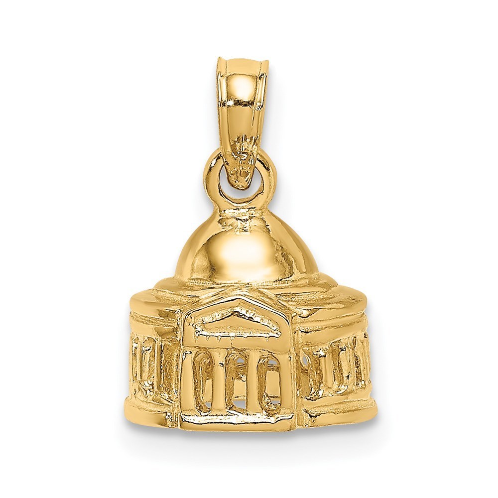 14k Yellow Gold Small Travel 3d Jefferson Memorial Building Washington Charm